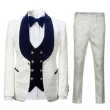 Men's Paisley Jacquard Tuxedo One Button Shawl Lapel 3 Piece Suit
