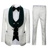 Men's Paisley Jacquard Tuxedo One Button Shawl Lapel 3 Piece Suit