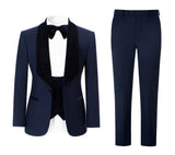 Men's Slim Fit Tuxedo Shiny velvet shawl collar 3 Piece Suit Party Wedding Jacket Vest Pants &Bow tie Set