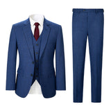 Men Slim Fit Plaid 3 pcs Suit Jacket Vest Pants