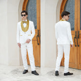 Men's Paisley Jacquard Tuxedo One Button Shawl Lapel 3 Piece Suit