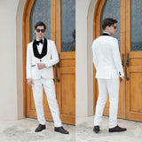 Men's Slim Fit Tuxedo Shiny velvet shawl collar 3 Piece Suit Party Wedding Jacket Vest Pants &Bow tie Set