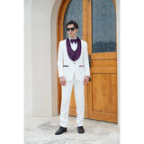 Men's Paisley Jacquard Tuxedo One Button Shawl Lapel 3 Piece Suit