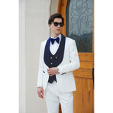 Men's Paisley Jacquard Tuxedo One Button Shawl Lapel 3 Piece Suit