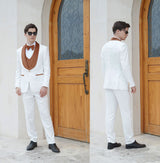 Men's Paisley Jacquard Tuxedo One Button Shawl Lapel 3 Piece Suit