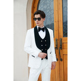 Men's Paisley Jacquard Tuxedo One Button Shawl Lapel 3 Piece Suit