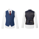 Men Slim Fit Plaid 3 pcs Suit Jacket Vest Pants