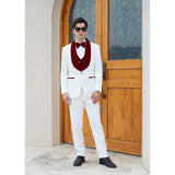 Men's Paisley Jacquard Tuxedo One Button Shawl Lapel 3 Piece Suit