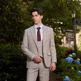 Men Slim Fit Plaid 3 pcs Suit Jacket Vest Pants