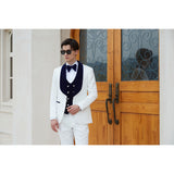 Men's Paisley Jacquard Tuxedo One Button Shawl Lapel 3 Piece Suit