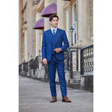 Men Slim Fit Plaid 3 pcs Suit Jacket Vest Pants