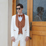 Men's Paisley Jacquard Tuxedo One Button Shawl Lapel 3 Piece Suit