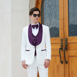 Men's Paisley Jacquard Tuxedo One Button Shawl Lapel 3 Piece Suit