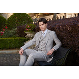 Men Slim Fit Plaid 3 pcs Suit Jacket Vest Pants