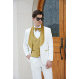 Men's Paisley Jacquard Tuxedo One Button Shawl Lapel 3 Piece Suit