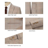 Men Slim Fit Plaid 3 pcs Suit Jacket Vest Pants