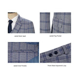 Men Slim Fit Plaid 3 pcs Suit Jacket Vest Pants