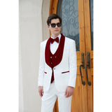 Men's Paisley Jacquard Tuxedo One Button Shawl Lapel 3 Piece Suit