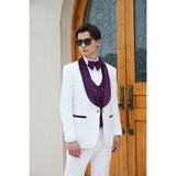 Men's Paisley Jacquard Tuxedo One Button Shawl Lapel 3 Piece Suit