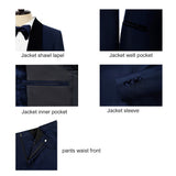 Men's Slim Fit Tuxedo Shiny velvet shawl collar 3 Piece Suit Party Wedding Jacket Vest Pants &Bow tie Set