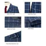 Men Slim Fit Plaid 3 pcs Suit Jacket Vest Pants