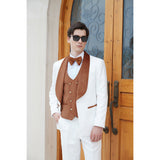Men's Paisley Jacquard Tuxedo One Button Shawl Lapel 3 Piece Suit