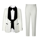 Men's Slim Fit Tuxedo Shiny velvet shawl collar 3 Piece Suit Party Wedding Jacket Vest Pants &Bow tie Set