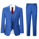 Men Slim Fit Plaid 3 pcs Suit Jacket Vest Pants