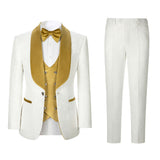 Men's Paisley Jacquard Tuxedo One Button Shawl Lapel 3 Piece Suit