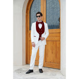 Men's Paisley Jacquard Tuxedo One Button Shawl Lapel 3 Piece Suit