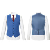 Men Slim Fit Plaid 3 pcs Suit Jacket Vest Pants
