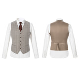 Men Slim Fit Plaid 3 pcs Suit Jacket Vest Pants