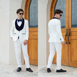 Men's Paisley Jacquard Tuxedo One Button Shawl Lapel 3 Piece Suit