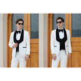 Men's Slim Fit Tuxedo Shiny velvet shawl collar 3 Piece Suit Party Wedding Jacket Vest Pants &Bow tie Set