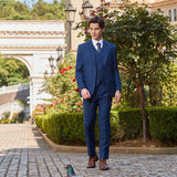 Men Slim Fit Plaid 3 pcs Suit Jacket Vest Pants