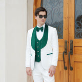 Men's Paisley Jacquard Tuxedo One Button Shawl Lapel 3 Piece Suit