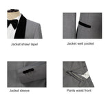 Men's Slim Fit Tuxedo Shiny velvet shawl collar 3 Piece Suit Party Wedding Jacket Vest Pants &Bow tie Set
