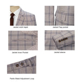 Men Slim Fit Plaid 3 pcs Suit Jacket Vest Pants